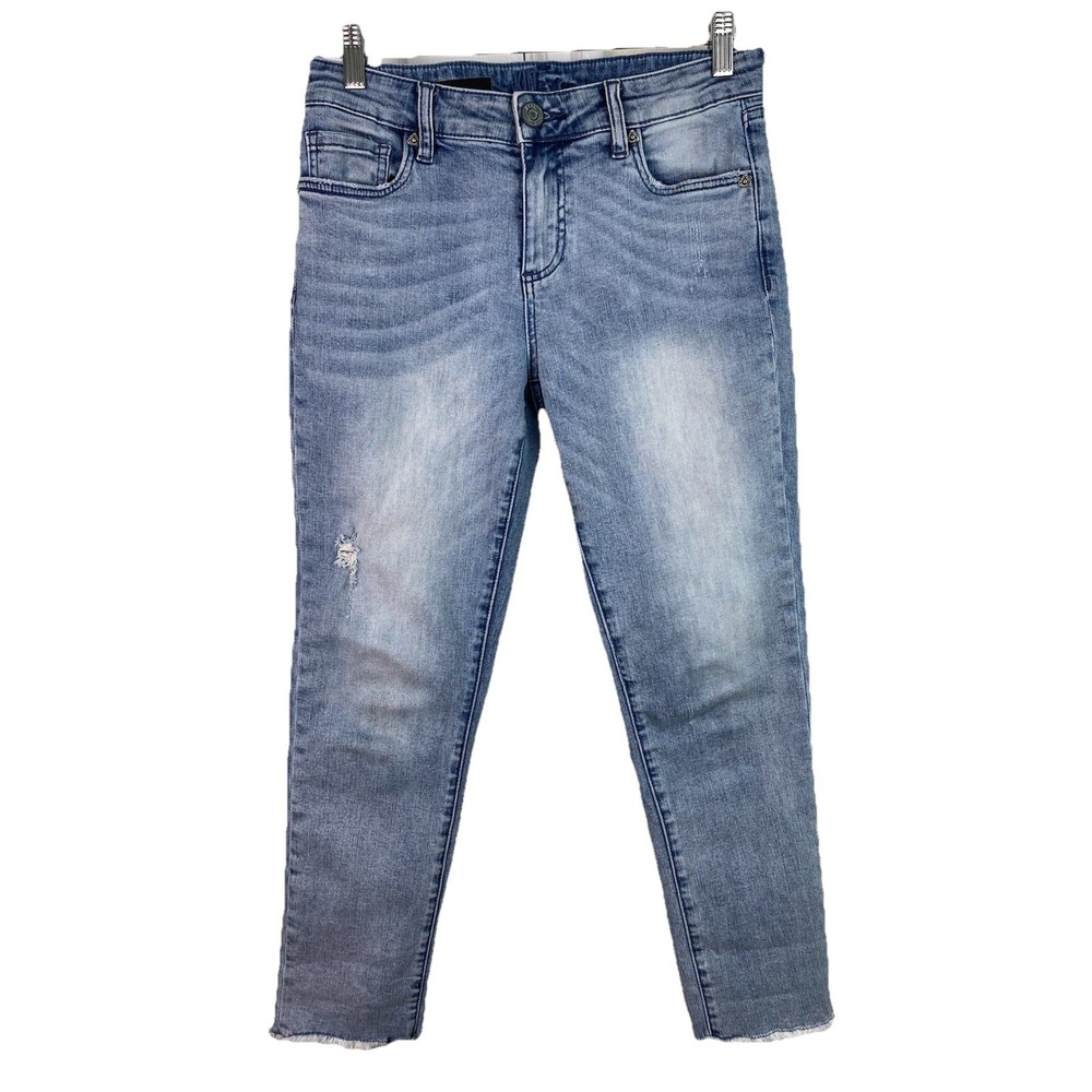 KUT from the Kloth Women's 4 Abigail Light Wash Crop Straight Leg Denim Jeans